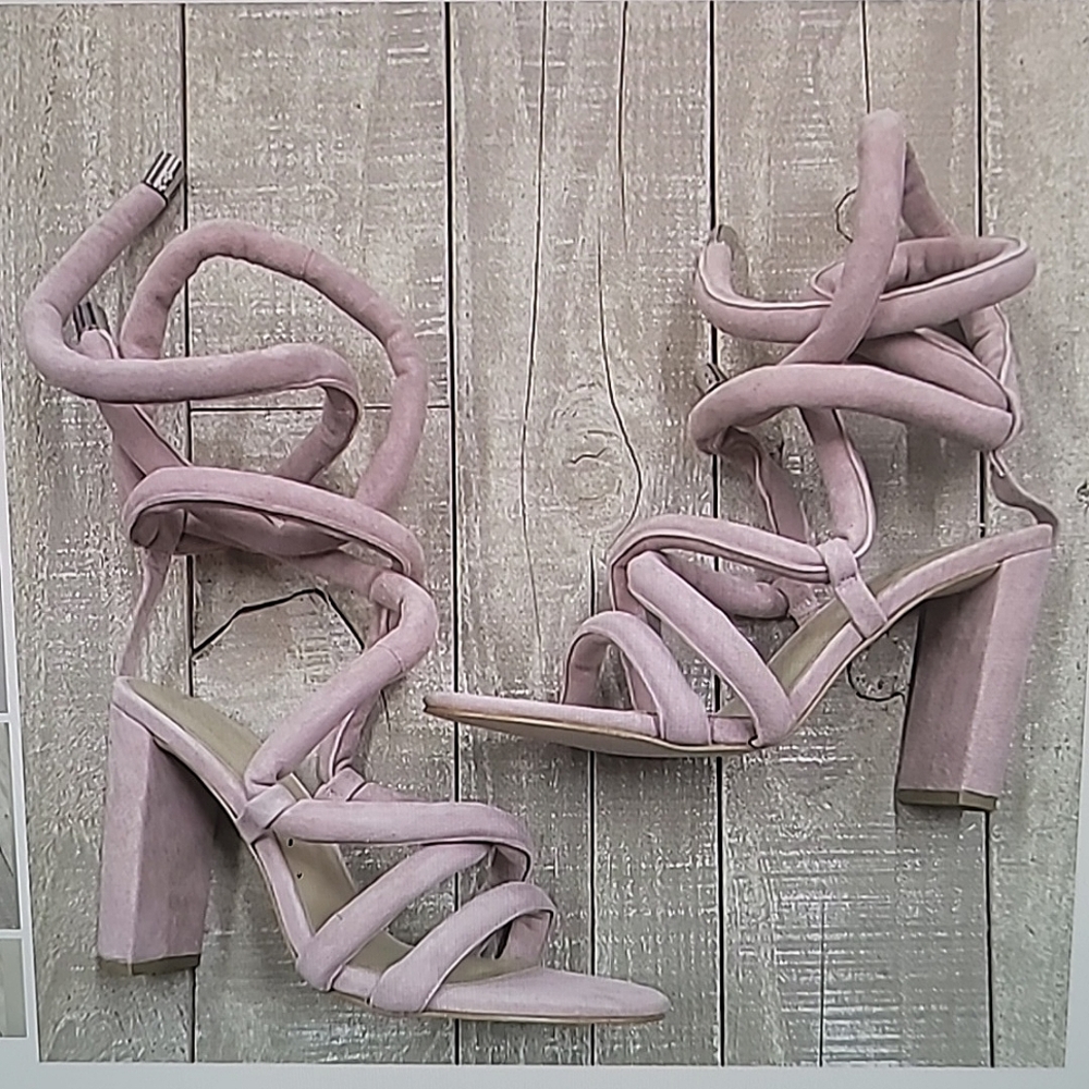 MODE COLLECTION SEXY SANDAL LACE UP HEELS DUSTY PINK SZ9